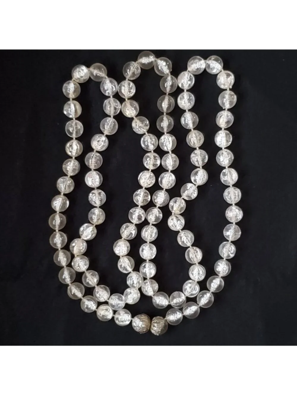 Vintage Bubble Bead Necklace Clear Lucite Opera Flapper 48